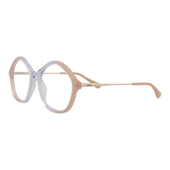 Chloé Womens Square/Rectangle Nude Gold Transparent Fashion Designer Eyewear